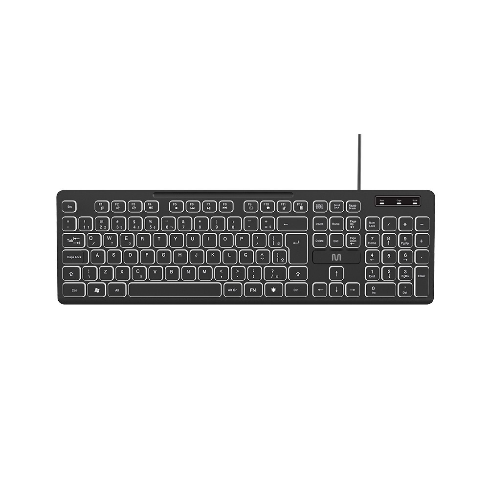 Teclado Com Fio Light 3 Níveis Ajustáveis Teclas Silenciosas e Conexão Usb Preto - TC268 em Oferta na Shopee