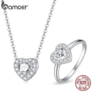 Bamoer Conjunto De Joias De Prata Esterlina 925 Colar E Padrão De Amor Brilhante Para Meninas Presentes