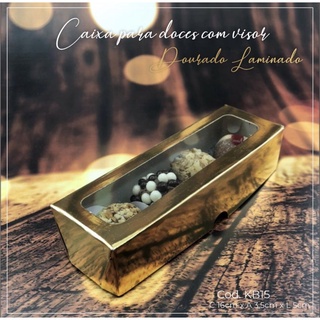10 Caixas P/ 4 Doces Presente C/Visor Ouro Laminada 16X5X3,5 Kb15 Baixa (Kb) - Stationery