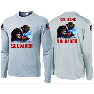 camiseta soldador manga longa profissão estampada