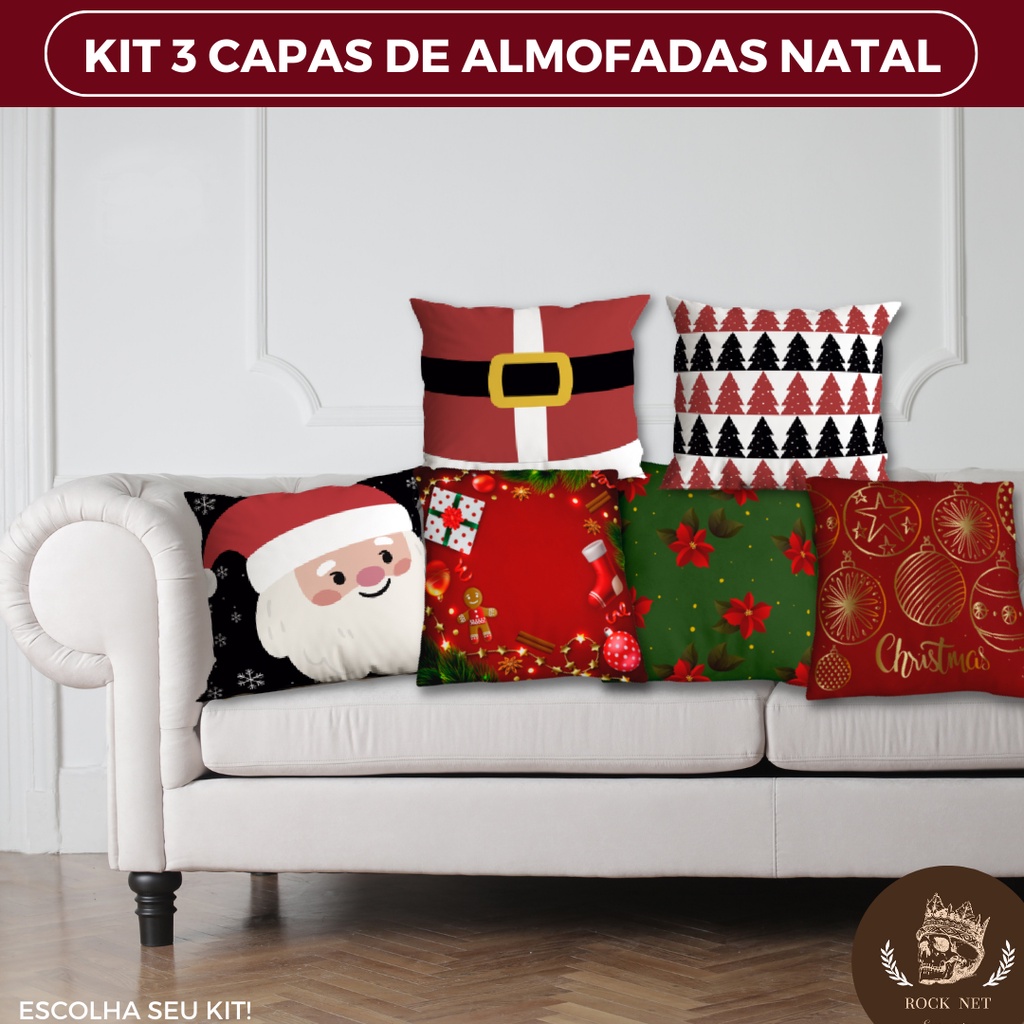 Kit c/ 3 Capas de Almofadas Natal Decoração de Sala Natalina | Shopee Brasil