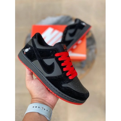 Tenis Masculino Sb dunk low Pro Skate Preto Vermelho Branco Envio Imediato