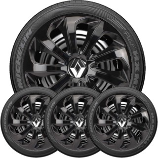 Kit 4 Calotas Resistentes Esportivas Aro 15 Velox Pretas Renault Logan Scala Clio