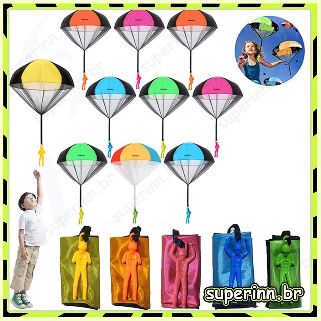 Brinquedo Soldado Quadrado Paraquedas /Boneco Paraquedista Brinquedo Criança Paraquedas de Brinquedo (Mini Soldado Para-Quedas)