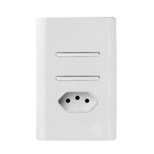 CJ INTERRUPTOR (1 SIMPLES +1 PARALELO ) + TOMADA 20A 4X2 NOVARA BRANCO TOTAL