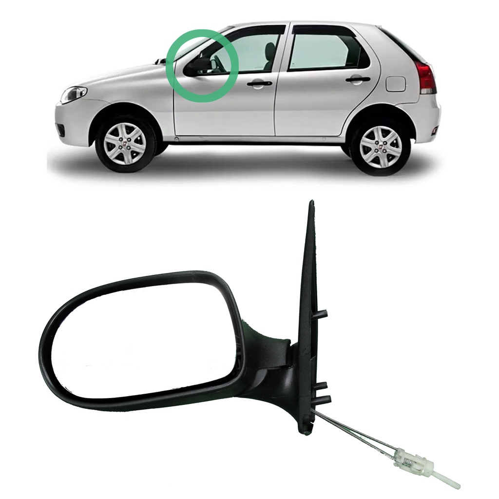 Retrovisor Palio Fire Siena EL 11 12 13 14 15 16 "4 Portas" Com Controle - Lado Esquerdo (Motorista)