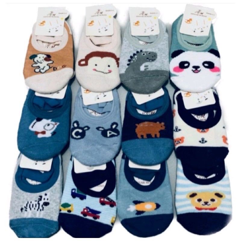 Kit 5 pares Meia Sapatilha Antiderrapante Infantil e Bebê em Algodão menina e menino estampas varidas em Oferta na Shopee