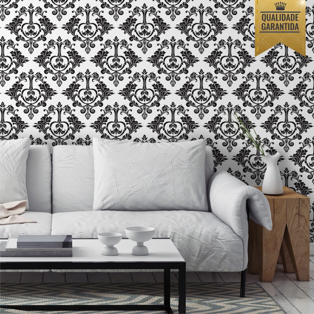 Papel de parede arabesco Preto e Branco