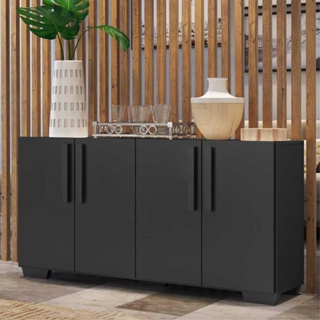 Aparador Buffet 4 Portas com Pés Quadrados Viena Multimóveis Preto em Oferta na Shopee