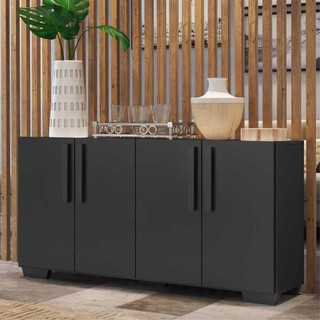 Aparador Buffet 4 Portas com Pés Quadrados Viena Multimóveis Preto em Oferta na Shopee