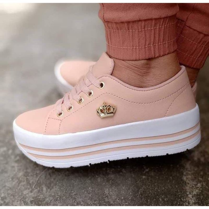 Tênis feminino adulto coroa  na promoção lançamento PLATAFORMA lindo 4.0 trabalho coroa em Oferta na Shopee