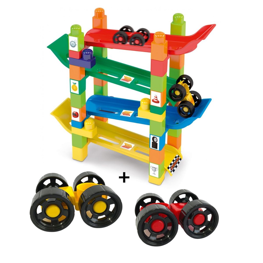 Brinquedo Pista Com Carrinhos Blocos Bebê De Encaixar E Montar Pedagógico Educativo Didático 1 Ano