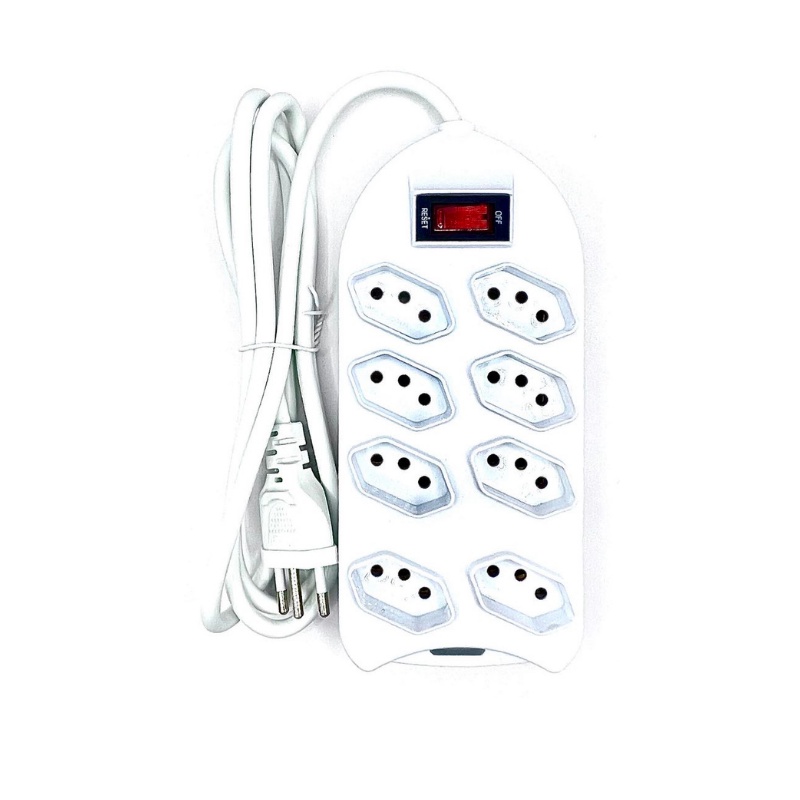 Filtro de Linha Extensão de 8 Tomadas Tripolar com interruptor de ligar/desligar SL7508 XTRAD