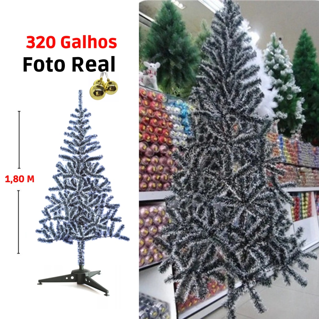 Árvore De Natal Nevada Grande 320 Galhos Pinheiro 1,80 Metros Natal  Decoração | Shopee Brasil