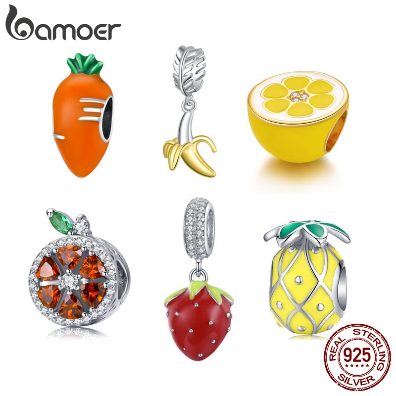 Bamoer Encanta 925 Prata Série Fruta E Vegetais Para Colar Pulseira DIY em Oferta na Shopee