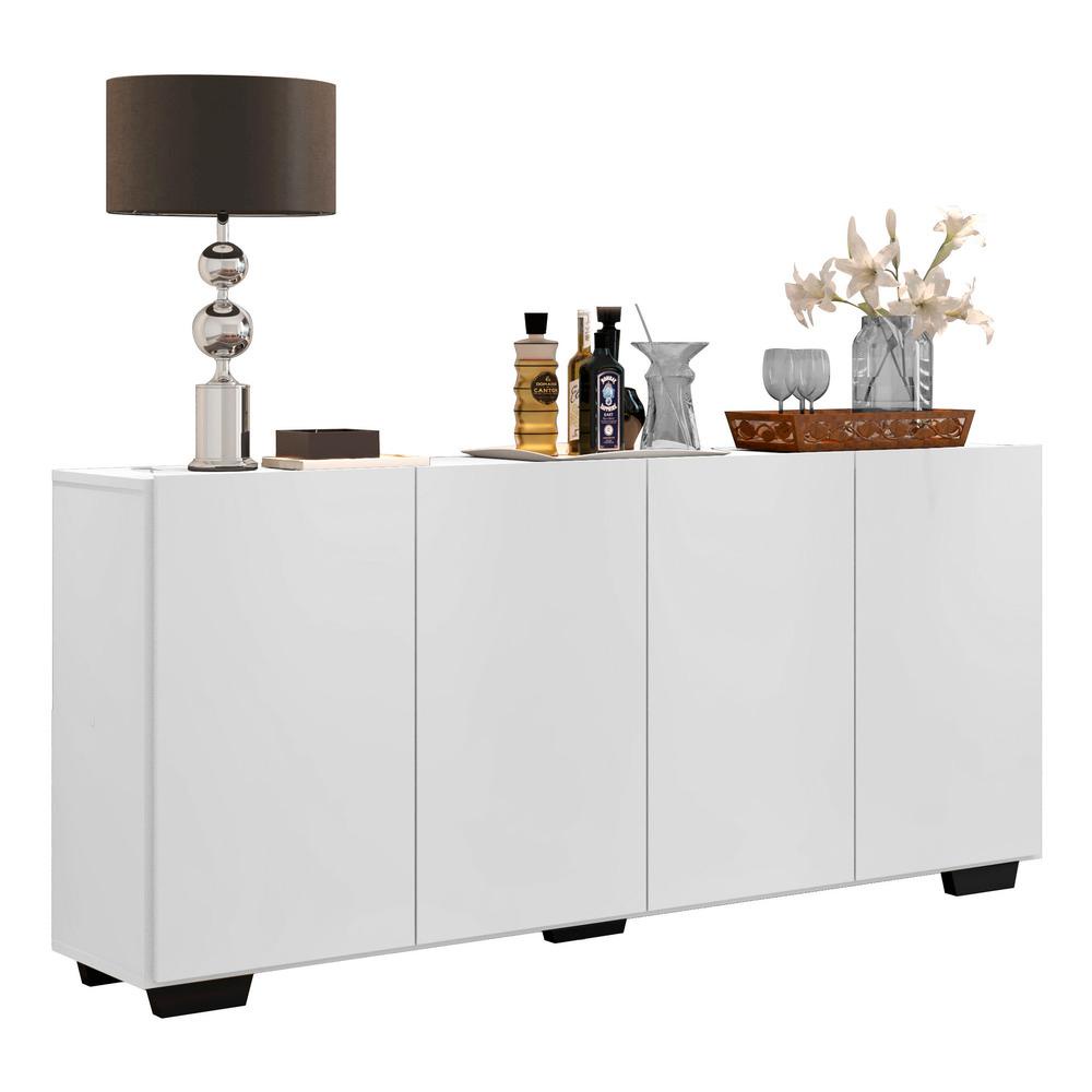 Aparador Buffet Multimóveis Veneza 4 Portas FG3557 Branco/Preto - Home & Living