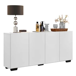Aparador Buffet Multimóveis Veneza 4 Portas FG3557 Branco/Preto