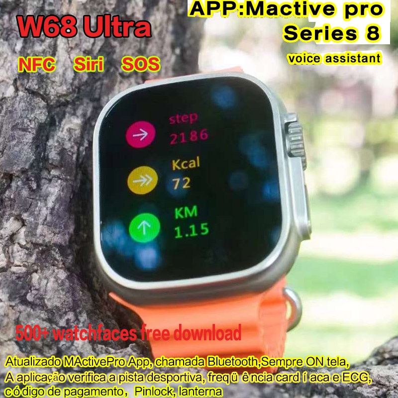 IWO W68 Relógio Ultra Inteligente Homens 2.0 Polegadas 49mm Chamada Bluetooth NFC Frequência Cardíaca ECG SOS Smartwatches Esportivos