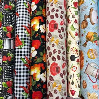 Tecido Estampas Cozinha - Comidas e Bebidas | Tricoline 100% Algodão (40x75cm)