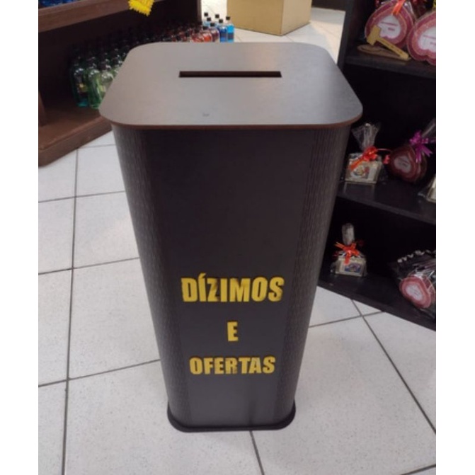 Urna Gazofilacio Dízimos e Ofertas Campanhas igrejas em mdf Preto