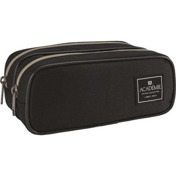 Estojo Duplo Grande Académie Preto da Tilibra Ref 9557 em Oferta na Shopee
