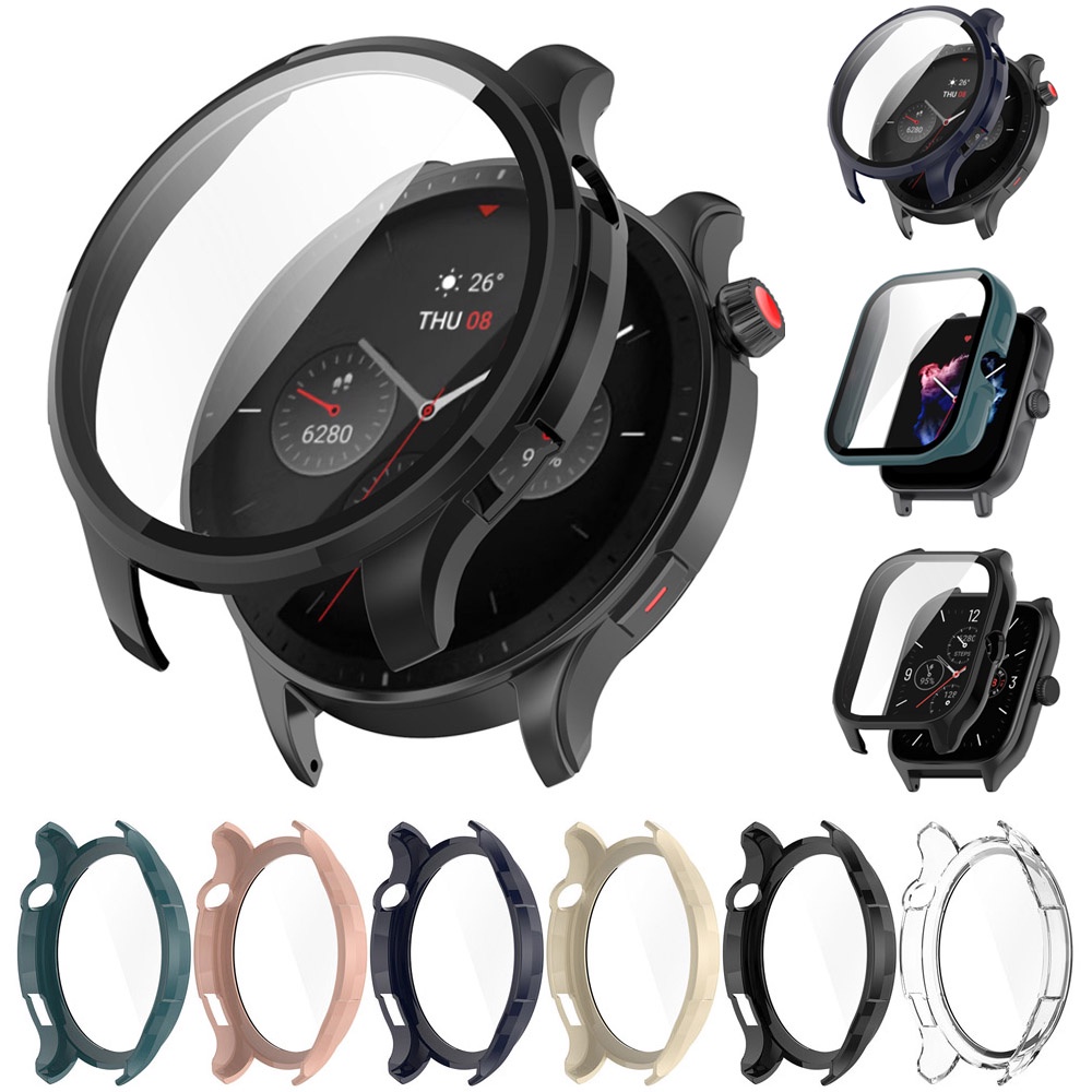 Para Huami Amazfit GTR 4 3 GTR3 Pro GTS 4 GTS3 Caso Tela Cheia PC Capa De Proteção Dura Vidro Temperado Protetor Escudo em Oferta na Shopee