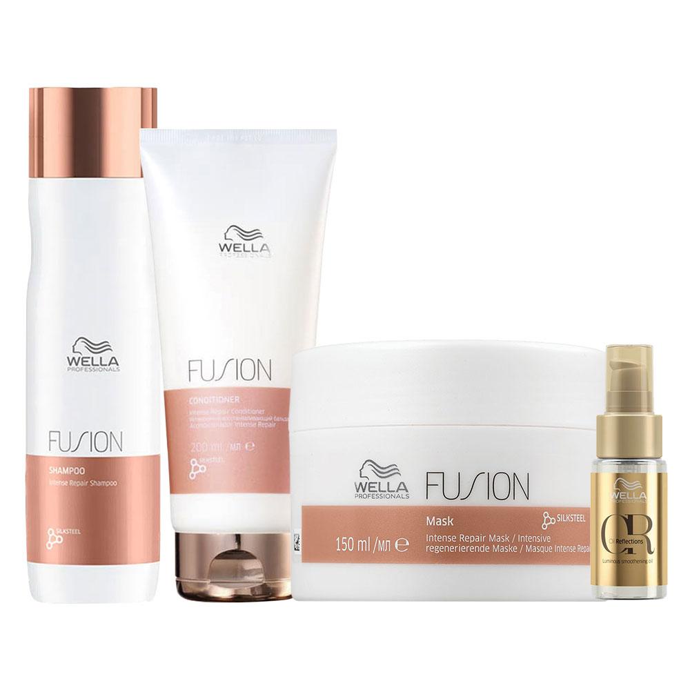 Kit Wella Professionals Fusion - Shampoo e Condicionador e Máscara e Óleo - Beauty