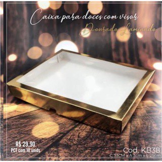 10 Caixas Presente Doces C/Visor Ouro Laminada 25X33X3 Kb38 (Kb) em Oferta na Shopee