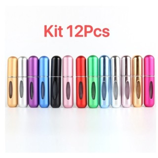 porta perfume mini frasco kit 12pcs recarregavel bolsa viagem