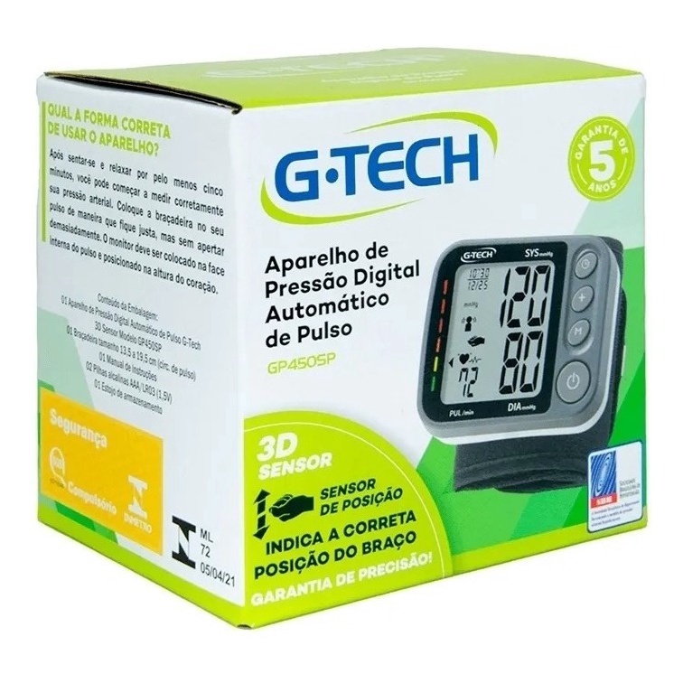 Aparelho De Medir Pressão Digital De Pulso Gtech Sensor 3d