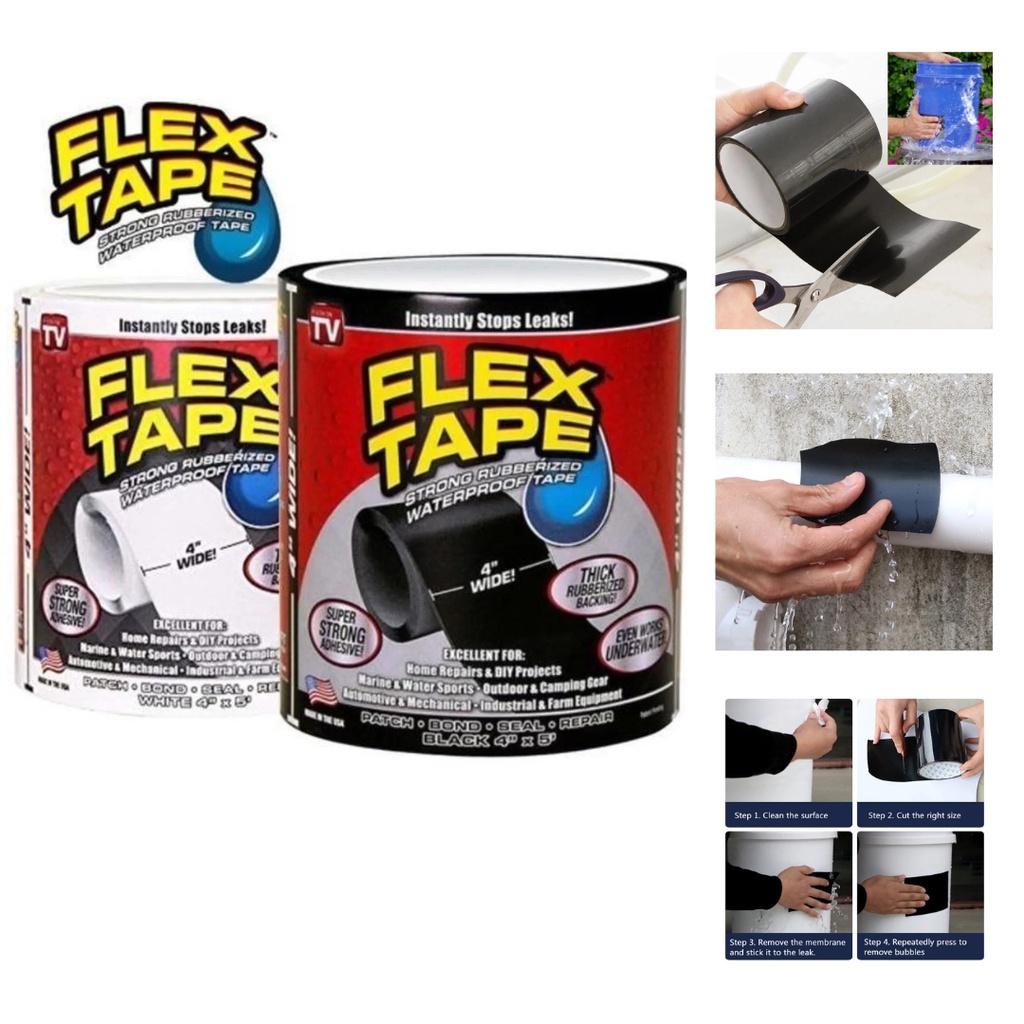Fita Flex Tape Adesiva Impermeável Veda cano Vazamento Cola Tudo Multi Aplicação 10cm X 150cm