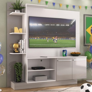 Estante com Painel TV 55" e 2 portas França Multimóveis BR2473 Branco/ Lacca Fumê em Oferta na Shopee