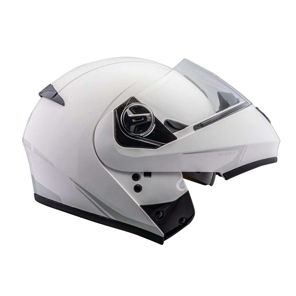 Capacete Moto Escamoteável Marca Peels - U-rb2 Classic Branco Brilho c/ Prata Robocop