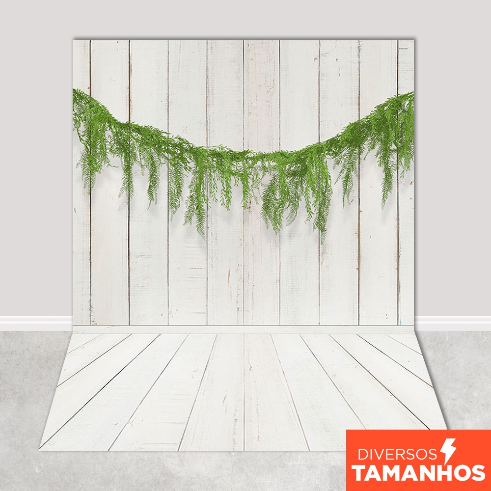 Fundo Fotográfico Madeira Branca Folhagens Em Tecido FFC-689 em Oferta na Shopee