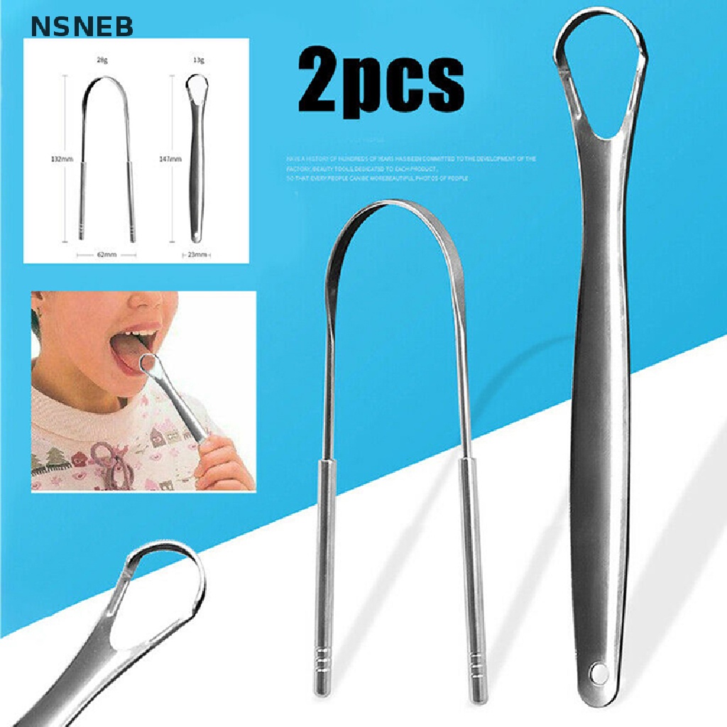 [BANY] 2PCS Tongue Scraper Stainless Steel Tongue Cleaner Oral Care Hygiene Scraper @#122br