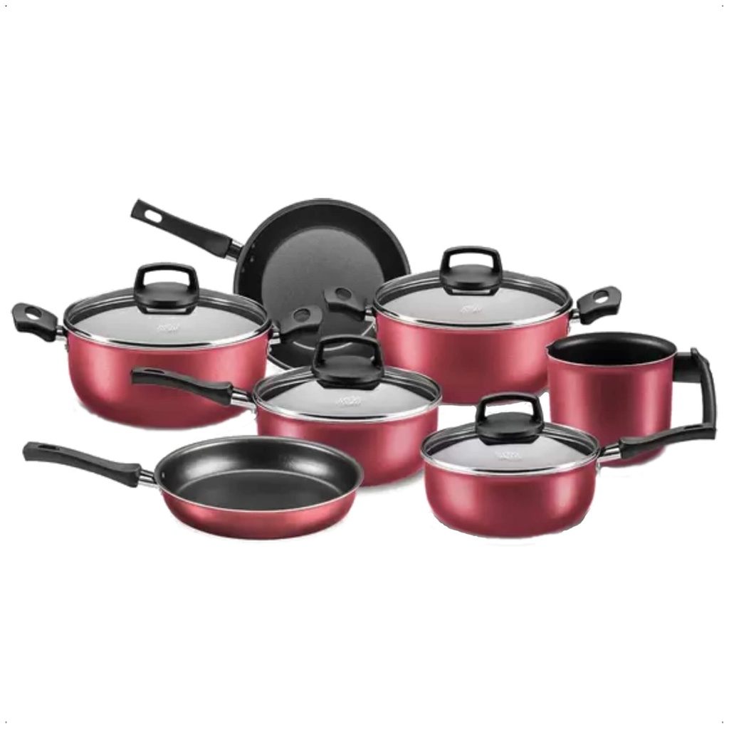 Jogo de Panelas Antiaderente Cabo Antitérmico Safira Cereja 7 Peças MTA - 5651 em Oferta na Shopee