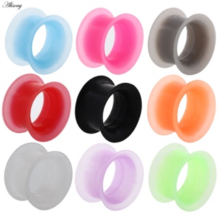 Alisouy 2Pieces Silicone Flexível Fino Duplo Flaresh Túnel De Orelha Tampões Expansor Brincos Com Maca 3mm-25mm em Oferta na Shopee