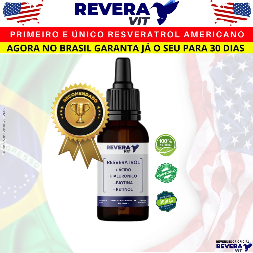 Reveravit Americano Original Resveratrol Ácido Hialurônico Verisol 1un