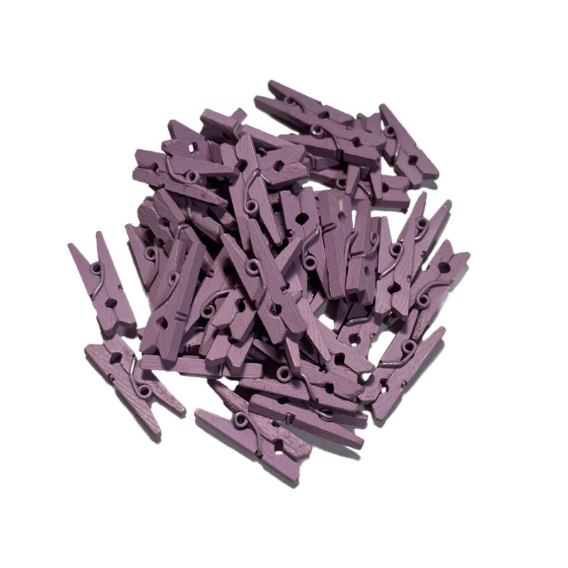 Mini Pregador Prendedor de Madeira Roxo Lilás Lavanda 2,5 cm para Fotos Artesanato Scrapbook
