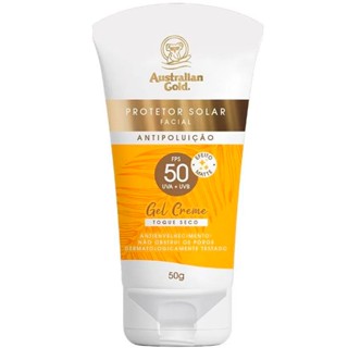 Protetor Solar Facial Australian Gold Gel Creme Toque Seco FPS50 50g