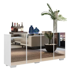 Aparador Buffet com Espelho Multimóveis Vegas com 4 Portas FG3560 Branco
