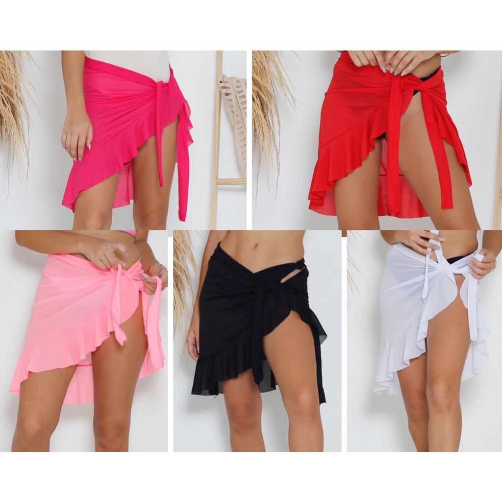 Kit 5 Saída de Praia Lisa Curta com Babado MODA PRAIA\ VERAO