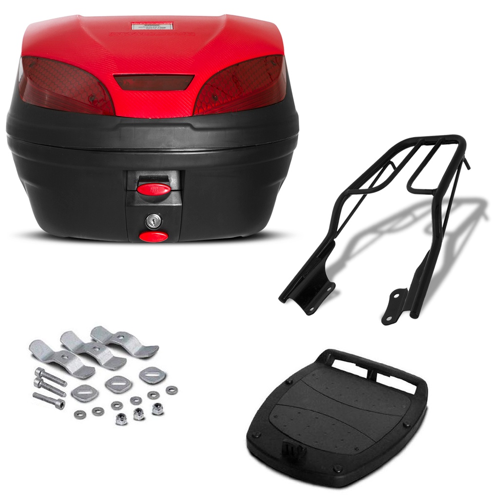 Bau Moto 30 Litros Pro Tork + Bagageiro Pop 110i em Oferta na Shopee