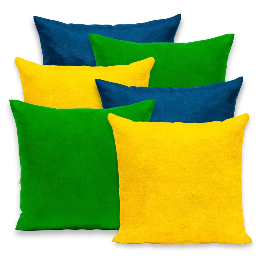 Kit 6 Capas de Almofadas Lisa Brasil Copa 40cm x 40cm Copa 2026 seleção brasileira
