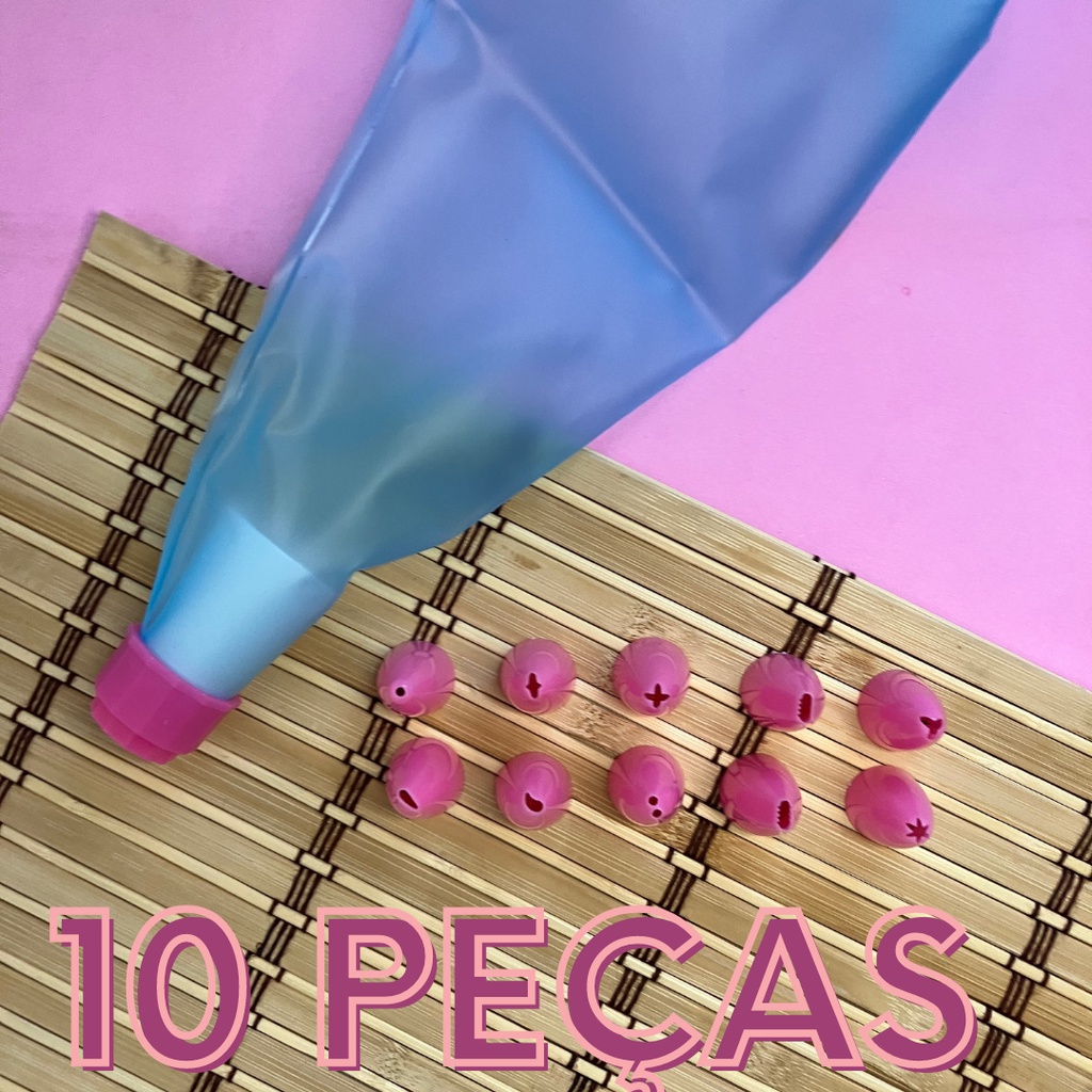 Kit de confeiteiro 10 bicos + 1 Saco decorador Plástico REF: C41101