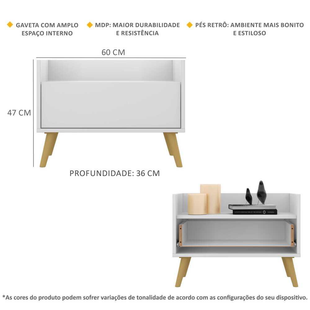Detalhes do Gabinete de Banheiro Retrô Multimóveis 60 cm FG3624 Branco/Natural