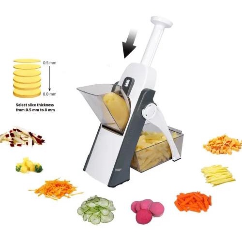 Cortador Fatiador Mandoline Multifuncional 5 Funções para Cortar Batata Legumes e Vegetais Food Chopper Inovador