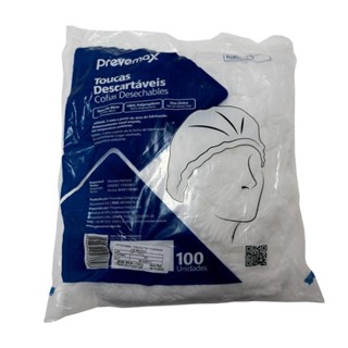 Touca Descartável Sanfonada Branca Tnt C/ Elástico C 100 Prevemax