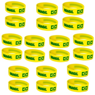 Kit 20 Pulseiras Silicone Jogo Copa Seleção Bandeira Brasil em Oferta na Shopee