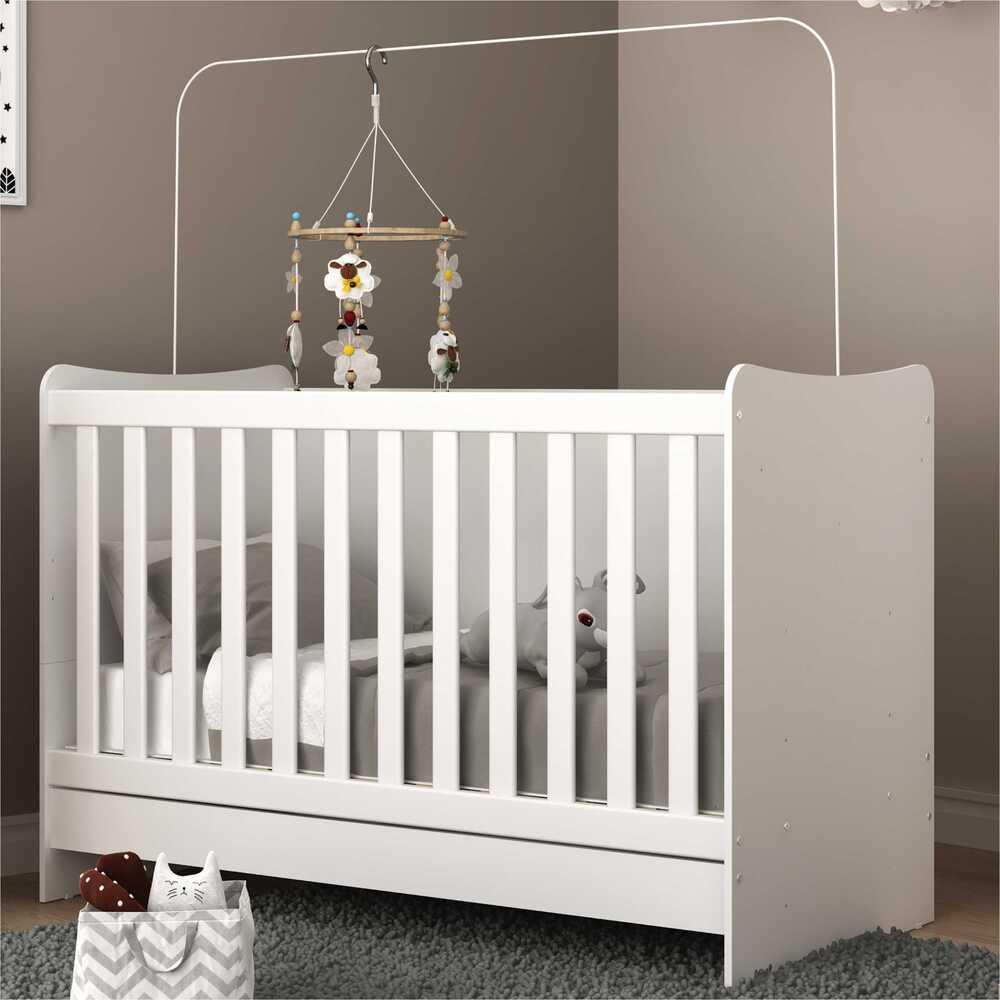 Berço 4 em 1 vira Escrivaninha para Colchão 60 x 130 cm Evolution Multimóveis Branco - Mom & Baby
